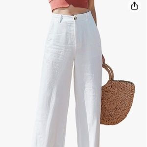 NWT Women’s Casual high waisted wide leg pants White size M